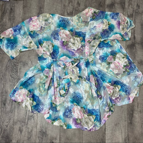 Vintage made in USA floral kimono large - Picture 3 of 5